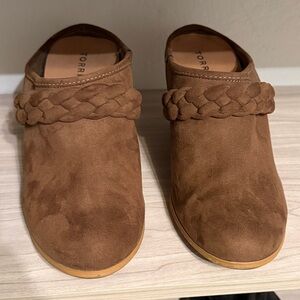 Torrid Brown Suede Braided Slip-On Mules